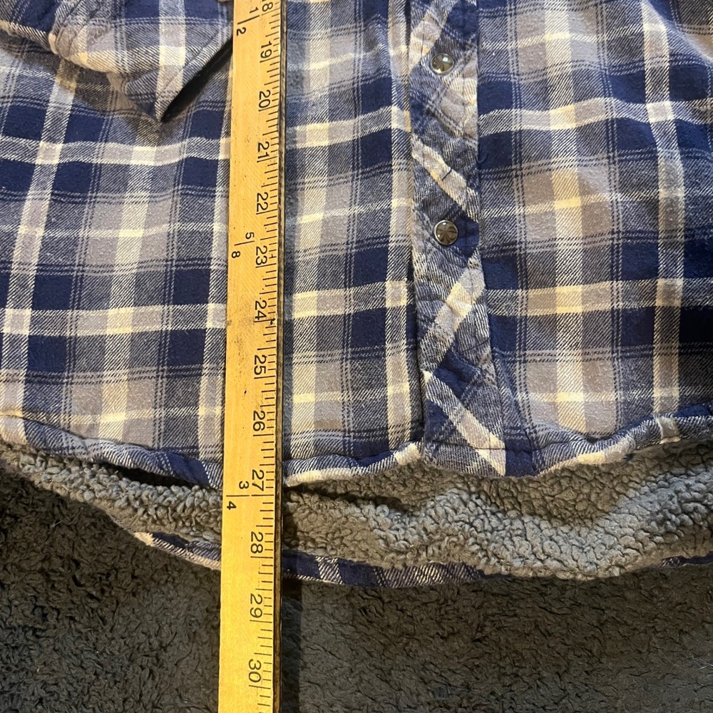JNCO Flannel Hoodie Men L Blue Plaid Sherpa Lined Snap Front Y2K Skater Grunge - Picture 6 of 7